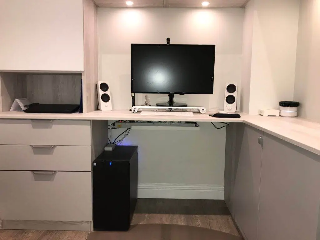 white and grey home office