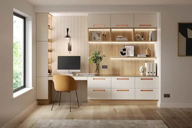 beige home office